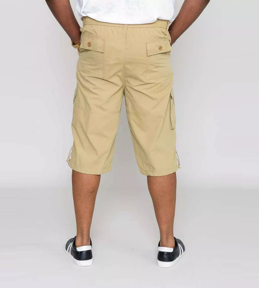 D555 Mens Stone Cargo Capri Pant With Leg Pockets (MASON STONE)